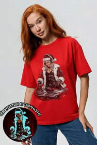 Футболка унисекс светящаяся №8585 кулирка с лайкрой (р-ры: 48-64) красный диско Снегурочка