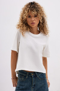 Футболка женская "Invoice" вафельное полотно (последний размер) молочный 50