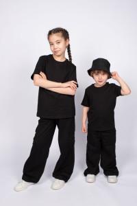 Футболка детская №51306 футер 2-х нитка (последний размер) черный 164