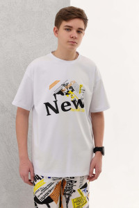 Футболка детская №1581 кулирка с лайкрой (последний размер) белый 164