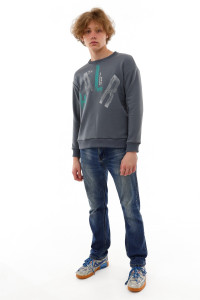 Свитшот детский №1597 футер 3-х нитка (последний размер) серый 170