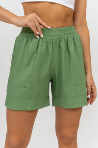 Шорты женские №36781 лен (последний размер) хаки 52