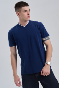 Футболка мужская №14490 кулирка (р-ры: 48-58) темно-синий