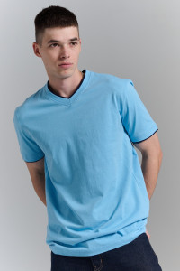 Футболка мужская №14490 кулирка (р-ры: 48-58) светло-голубой