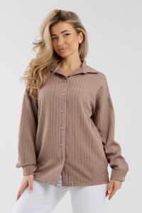 Рубашка женская №36987 лён смесовый (р-ры: 44-56) коричневый