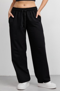 Брюки женские №36976 футер 2-х нитка (р-ры: 42-54) черный