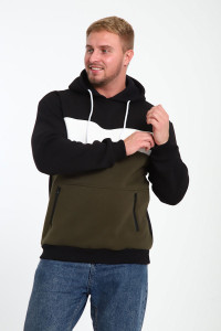 Толстовка мужская №17529 футер 3-х нитка с начесом (последний размер) хаки 52