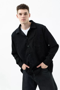 Рубашка мужская РММ-01 микровельвет (последний размер) черный 54-56