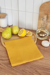 Полотенце кухонное вафельное однотонное "Горчичный мед"