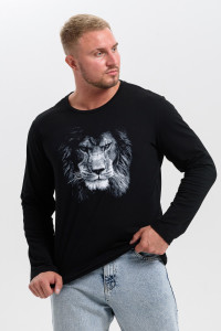 Лонгслив мужской №8514 кулирка с лайкрой (последний размер) черный лев 44