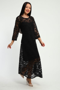 Платье женское П1370.2 вискоза с гипюром (р-ры: 48-62) черный