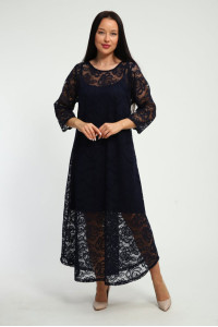 Платье женское П1370.1 вискоза с гипюром (р-ры: 48-62) синий