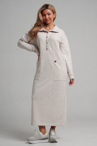 Платье женское 978 футер 3-х нитка петля пенье (р-ры: 44-54) меланж капучино