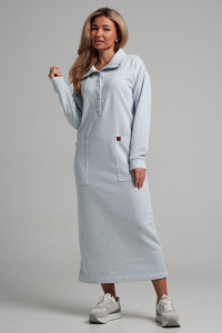Платье женское 978 футер 3-х нитка петля пенье (р-ры: 44-54) меланж голубой