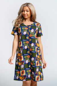 Халат женский 924 "Тропики" кулирка (р-ры: 46-60) синий