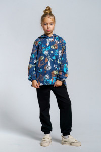 Костюм двойка детский 966Д футер с лайкрой (р-ры: 32-44) бирюза