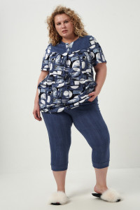 Костюм двойка женский №83604 кулирка (р-ры: 58-72) синий