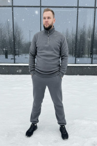 Костюм двойка мужской №52722 флис-кашкорсе (р-ры: 48-58) светло-серый