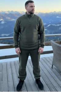 Костюм двойка мужской №52722 флис-кашкорсе (р-ры: 48-58) хаки