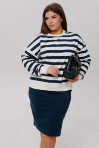 Костюм двойка женский К246 (с юбкой) футер 2-х нитка пенье (р-ры: 46-60) темно-синий