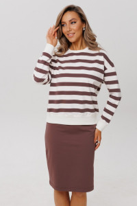 Костюм двойка женский К246 (с юбкой) футер 2-х нитка пенье (р-ры: 46-60) мокко