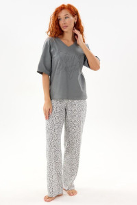Пижама женская "Кэр Т" кулирка (р-ры: 44-62) серый