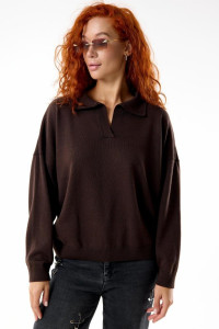 Джемпер женский "Феникс ТК" вязаное полотно (р-ры: 44-60) темно-коричневый