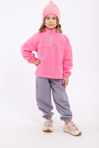 Костюм двойка детский МЛШ "Бэмби" флис (р-ры: 92-122) розовый-серый