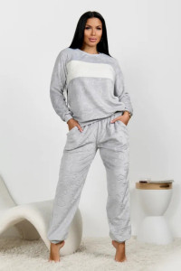 Пижама женская "Ариэль-4" 1292-6 велсофт (р-ры: 42-56) серый сердца