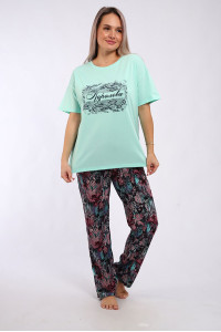Пижама женская "Королева-1" кулирка (р-ры: 48-58) ментол