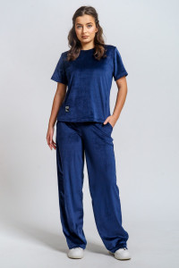 Костюм двойка женский "Таисия" велюр (р-ры: 46-58) индиго