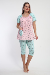 Пижама женская М43 "Мальвина" кулирка (р-ры: 50-60) розовый