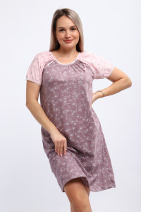 Сорочка женская М296 "Карина" кулирка (р-ры: 46-60) цветы какао