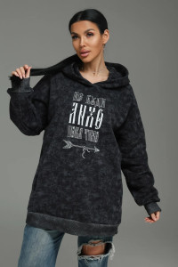 Худи женское "Яхонт" футер 3-х нитка петля пенье фирча (р-ры: 46-60) серый варенка