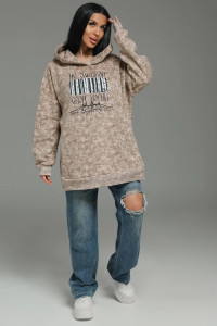 Худи женское "Яхонт" футер 3-х нитка петля пенье фирча (р-ры: 46-60) бежевый варенка
