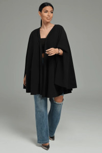 Кардиган-пончо женский "Миледи" флис (р-ры: one size) черный