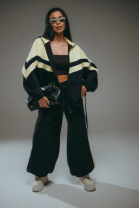 Костюм двойка женский "Алиша" футер 3-х нитка петля пенье фирча (р-ры: 44-66) черный