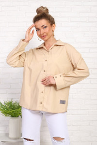 Рубашка женская №1066 сатин (последний размер) бежевый 52