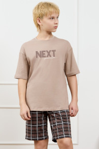 Костюм двойка детский "Браун-2" кулирка (р-ры: 140-170) бежевый