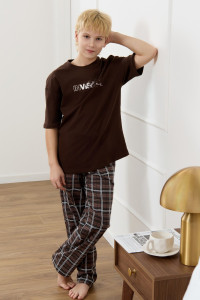 Костюм двойка детский "Браун-1" кулирка (р-ры: 140-170) коричневый