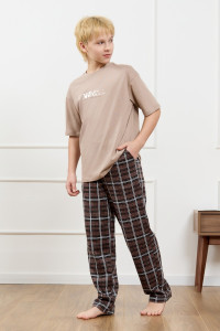 Костюм двойка детский "Браун-1" кулирка (р-ры: 140-170) бежевый