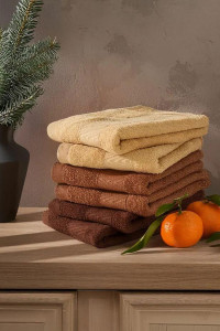 Набор махровых полотенец "Сафари" 40х60 (6 шт.) темно-коричневый, светло-коричневый, бежевый