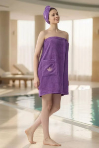 Набор для сауны женский махровый "Корона" (р-ры: 44-60) фуксия