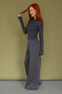 Брюки женские 2249 футер 3-х нитка с начесом (р-ры: 42-52) серый