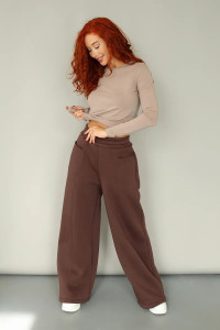 Брюки женские 2249/1 футер 3-х нитка с начесом (р-ры: 42-52) кофе