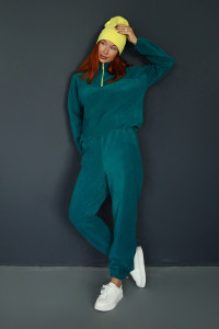 Костюм двойка женский 2076/11 флис (р-ры: 42-52) изумруд