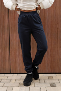 Брюки женские 2252/4 футер 3-х нитка с мехом (р-ры: 44-58) синий