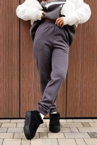 Брюки женские 2252 футер 3-х нитка с мехом (р-ры: 44-58) серый