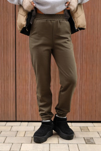 Брюки женские 2252/3 футер 3-х нитка с мехом (р-ры: 44-58) хаки