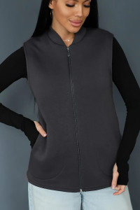 Жилет женский 2247 футер 3-х нитка с мехом (р-ры: 48-56) антрацит